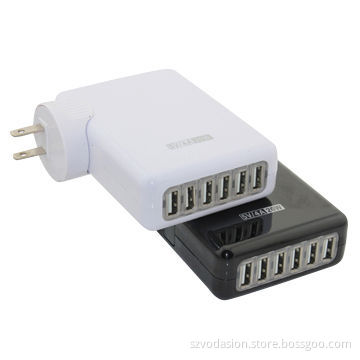 6 Ports 5V/6A Compact USB Wall Charger for iPhone, Samsung, HTC